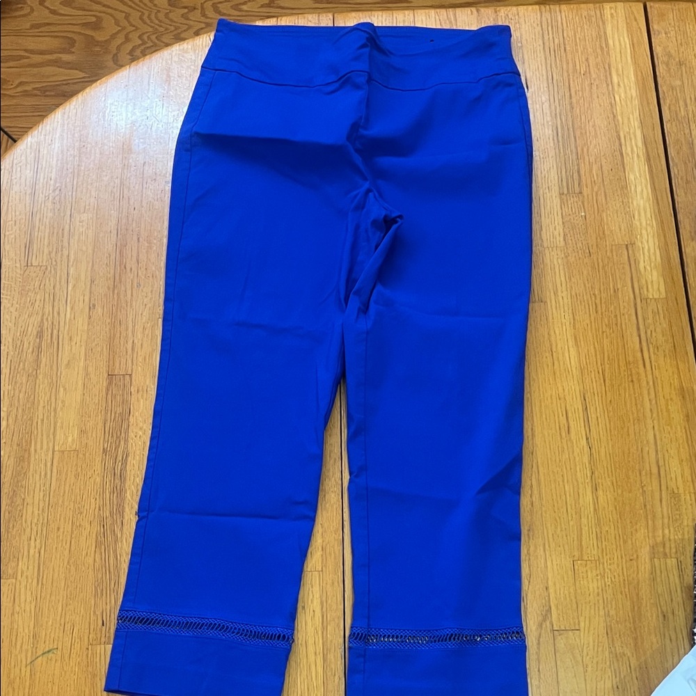 Bright Blue Cropped Ponte Pants